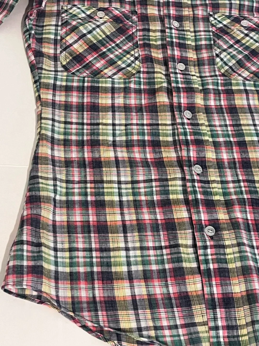 Vintage 70s GAP Multicolor Plaid Button-Down Shirt Womens Butterfly Collar - Picture 4 of 12